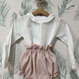 Cubrepañal mini vichy rosa polvo